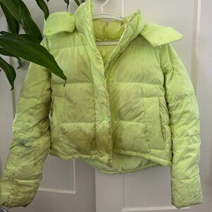 Lululemon (stained) Wunder Puff Cropped Jacket in Faded Zap, Size 2